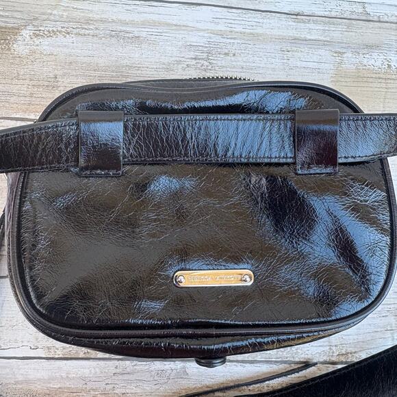 NEW Rebecca Minkoff Blythe Black Leather Shearling Belt Bag Fanny Pack Dog Clip - Picture 4 of 16